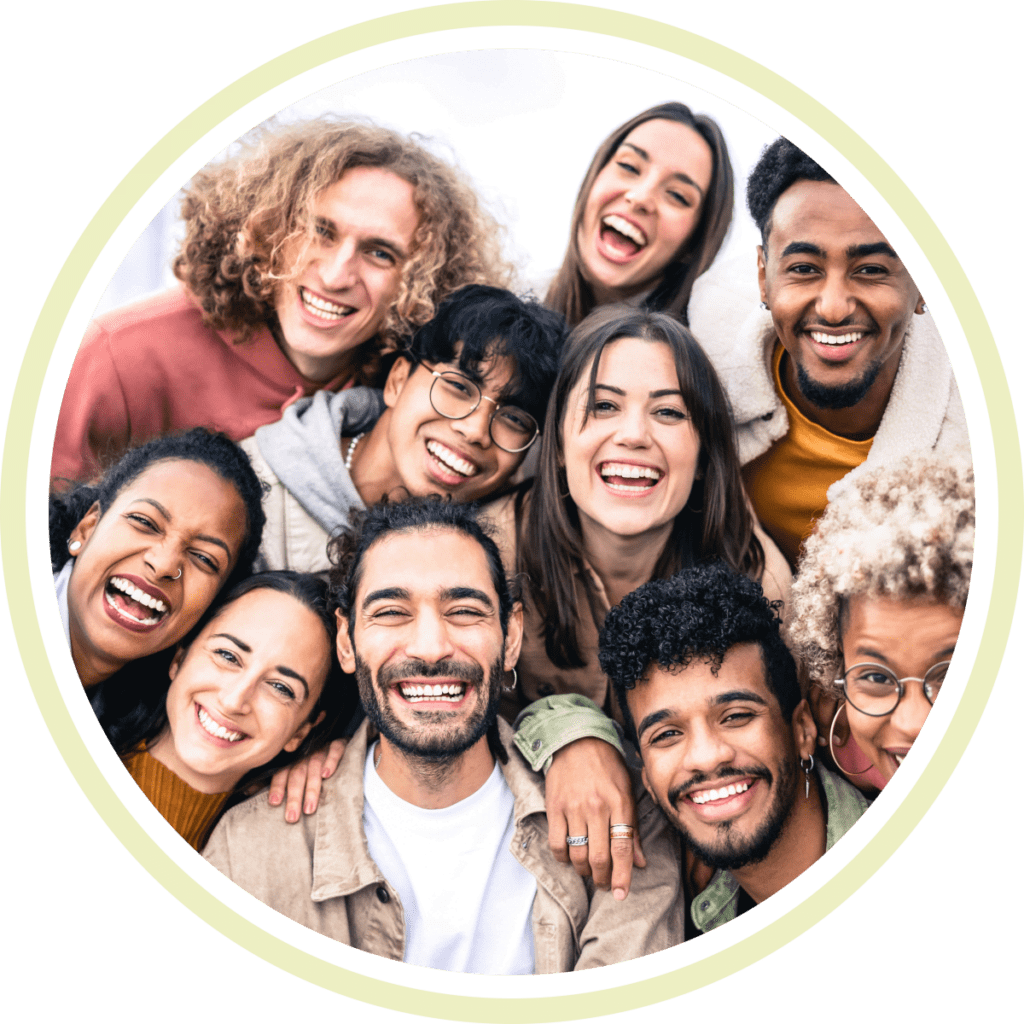 A diverse & happy group takes a selfie outdoors, like the community of people who'll visit your Cadent website